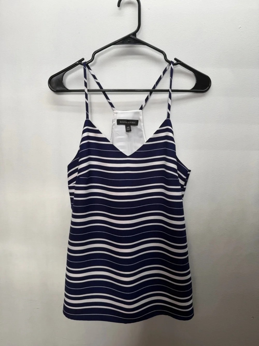 Banana Republic Navy and White Striped Spaghetti-Strap Camisole
